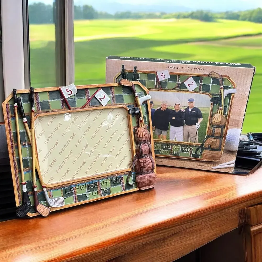 Vintage 3-D Golf Photo Frame Legends Of The Game Dad Friends Golfers Tabletop